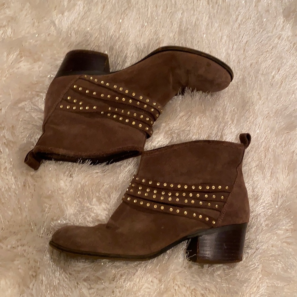 Gold studded brown booties
